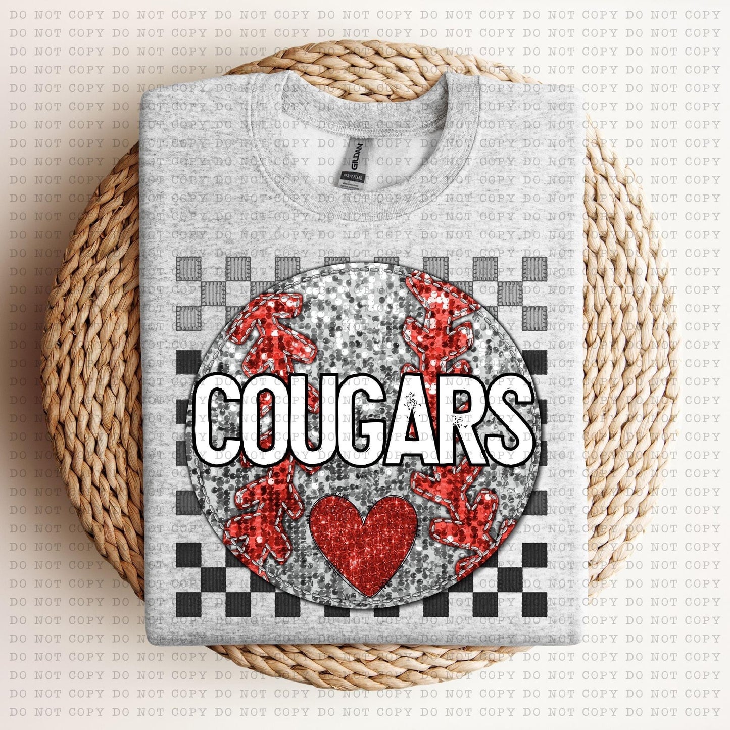 Baseball Mascots Faux Embroidery Checkered Sequins -DTF