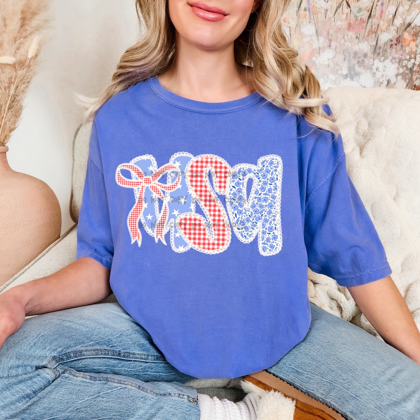 USA with lace edges-DTF
