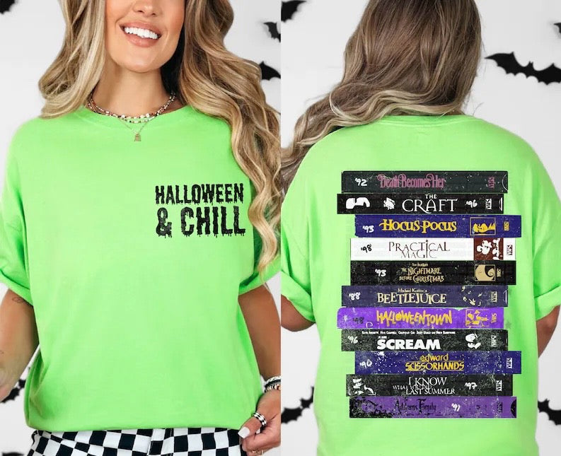 Halloween & chill VHS 90s movies(BACK)-DTF