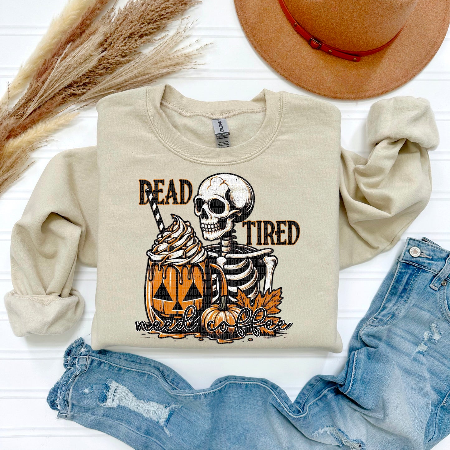 Dead Tired Need Coffee-DTF