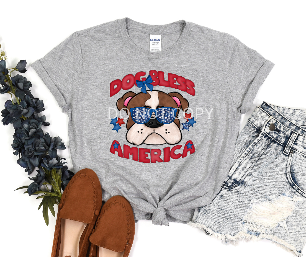 Dog Bless America Bulldog-DTF