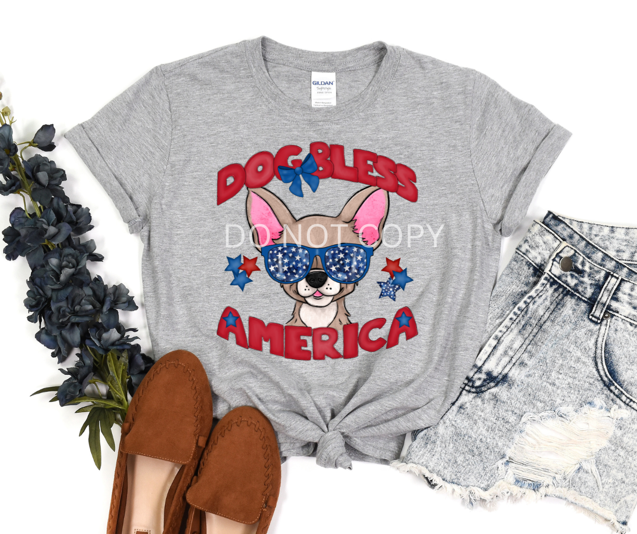 Dog Bless America Chihuahua-DTF