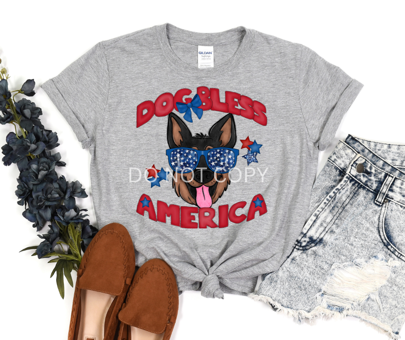 Dog Bless America German Shephard- DTF