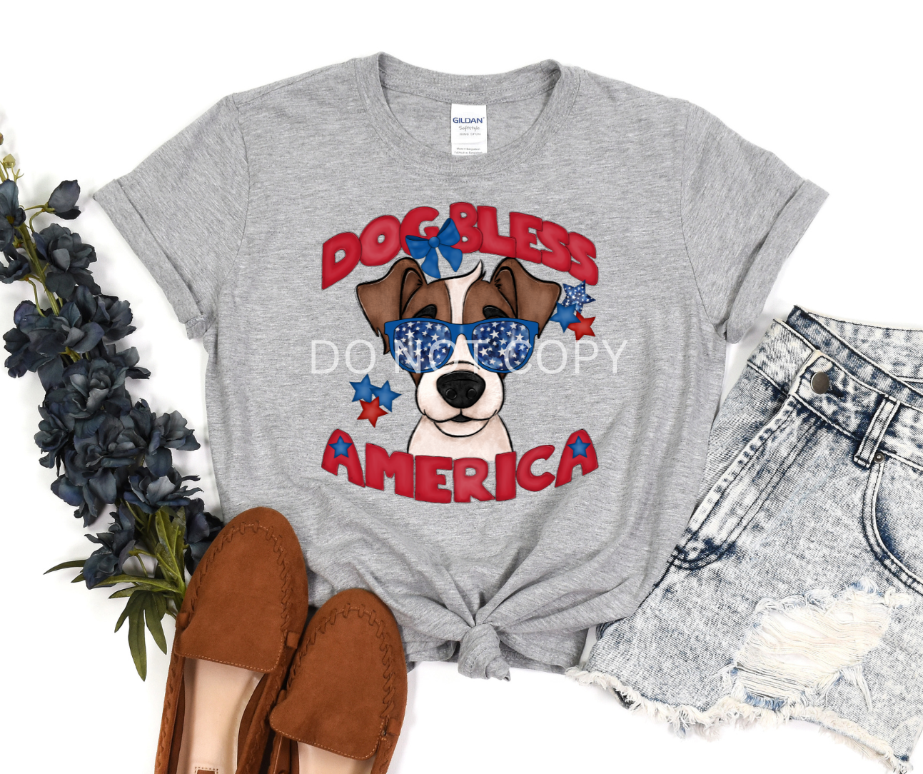 Dog Bless America Jack Russell-DTF