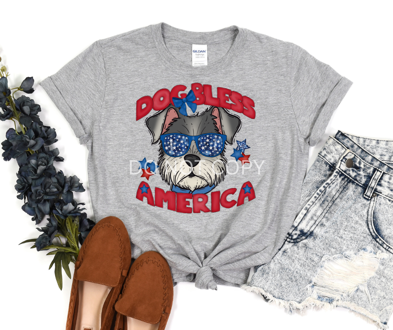Dog Bless America Schnauzer-DTF