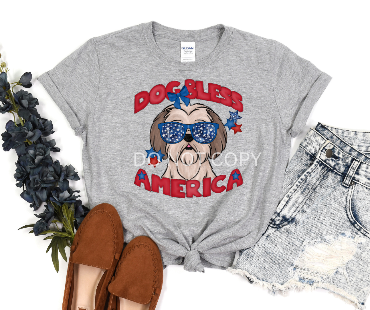 Dog Bless America Shih Tzu-DTF