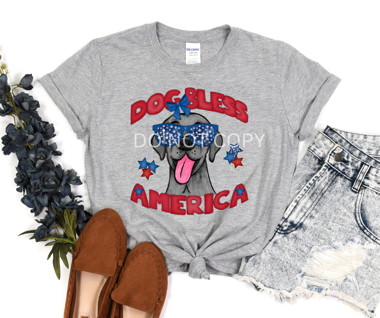 Dog Bless America Black Lab-DTF