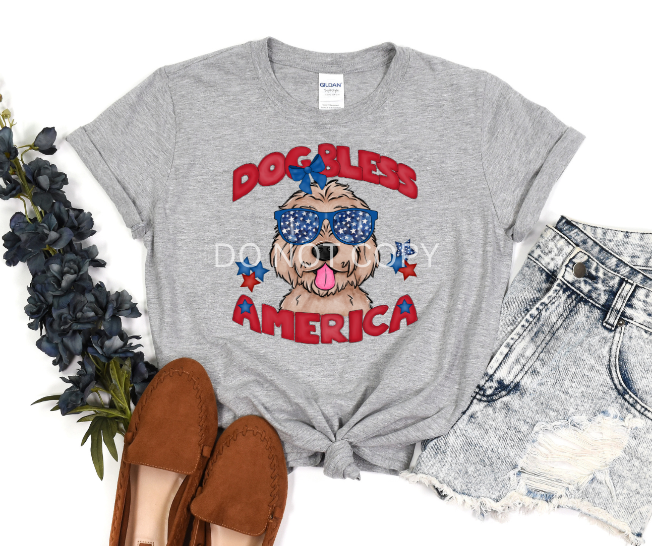Dog Bless America Golden Doodle-DTF