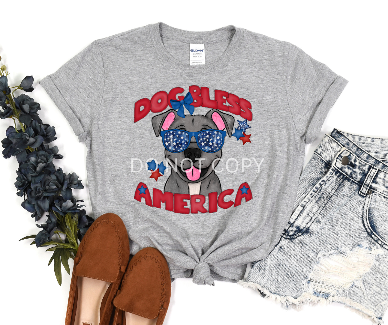 Dog Bless America Pit Bull-DTF