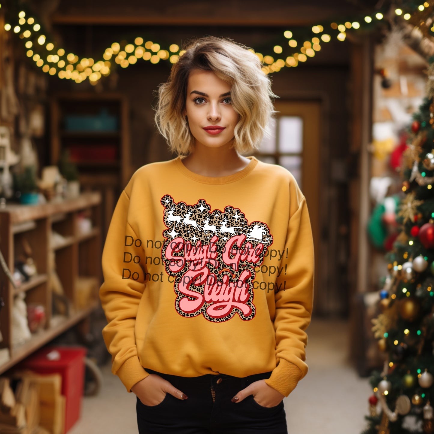 Sleigh girl sleigh white reindeer-DTF