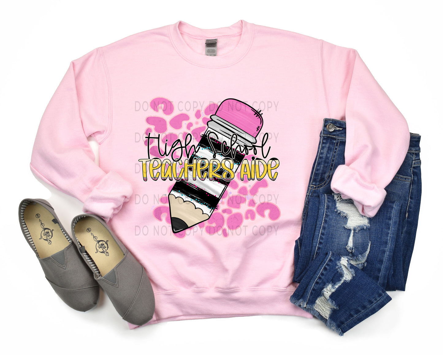 High School Teachers Aide Pencil With Leopard Background -DTF