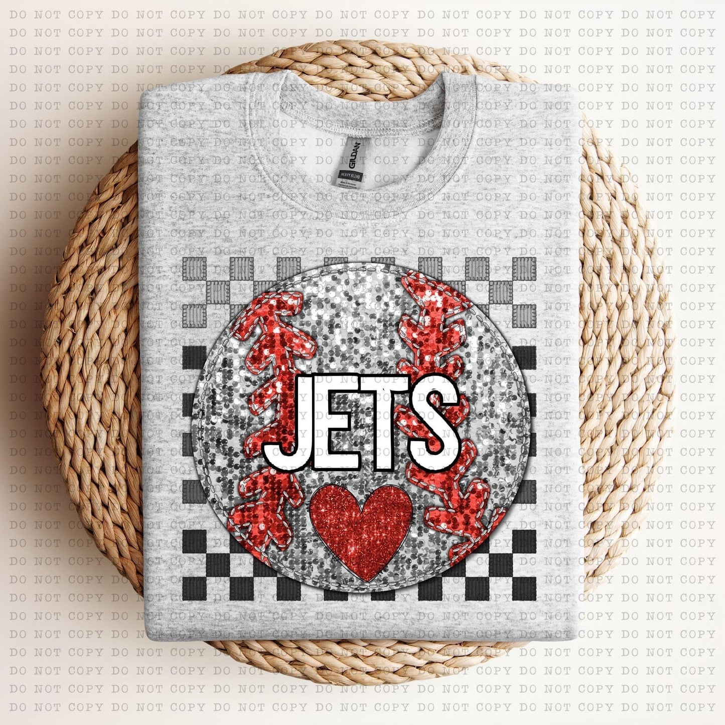 Baseball Mascots Faux Embroidery Checkered Sequins -DTF