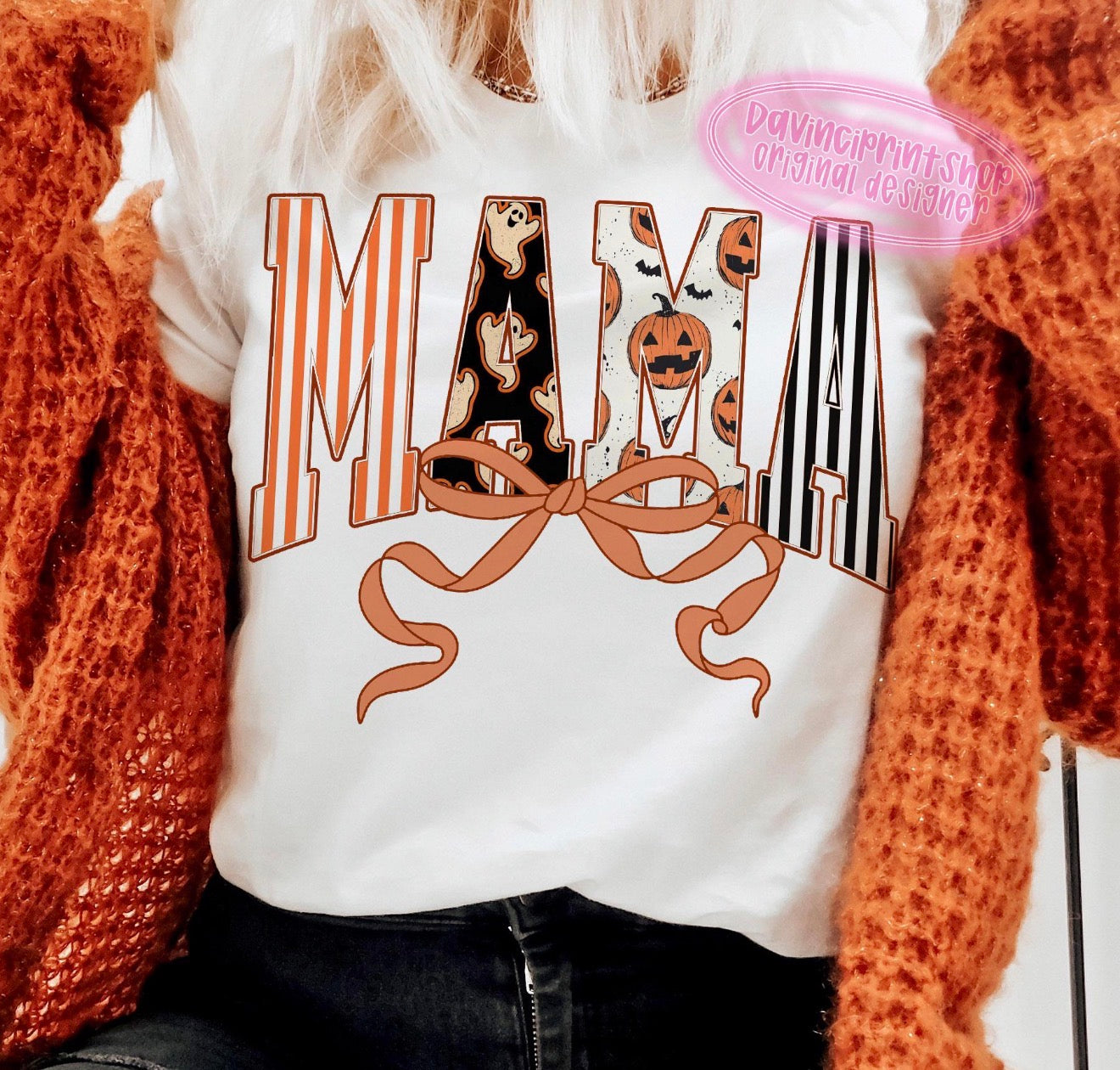 Mama Halloween (stripes,ghosts,pumpkins)- DTF&UV