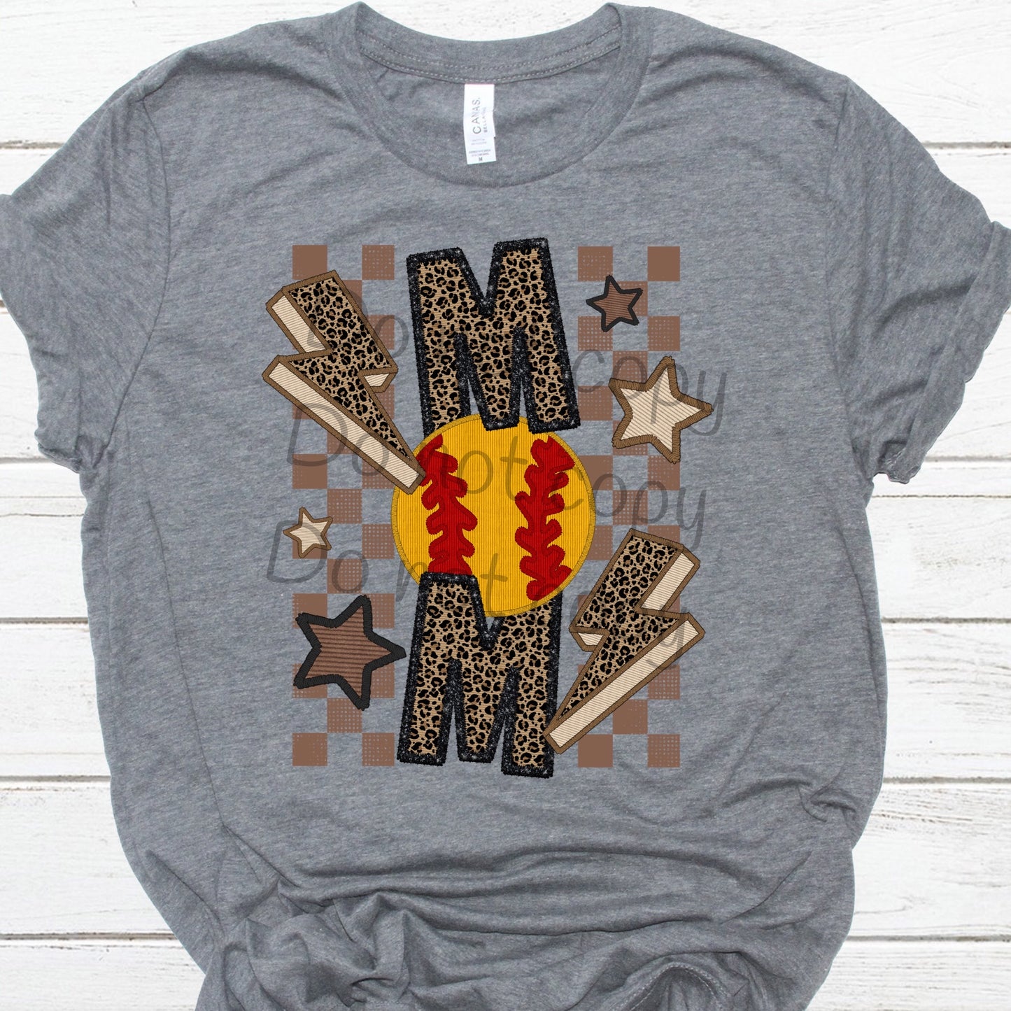 Mom softball leopard bolt-DTF