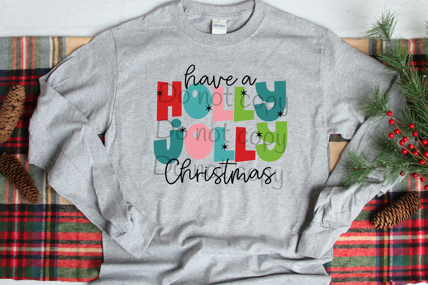 Have a Holly jolly Christmas colorful letters-DTF