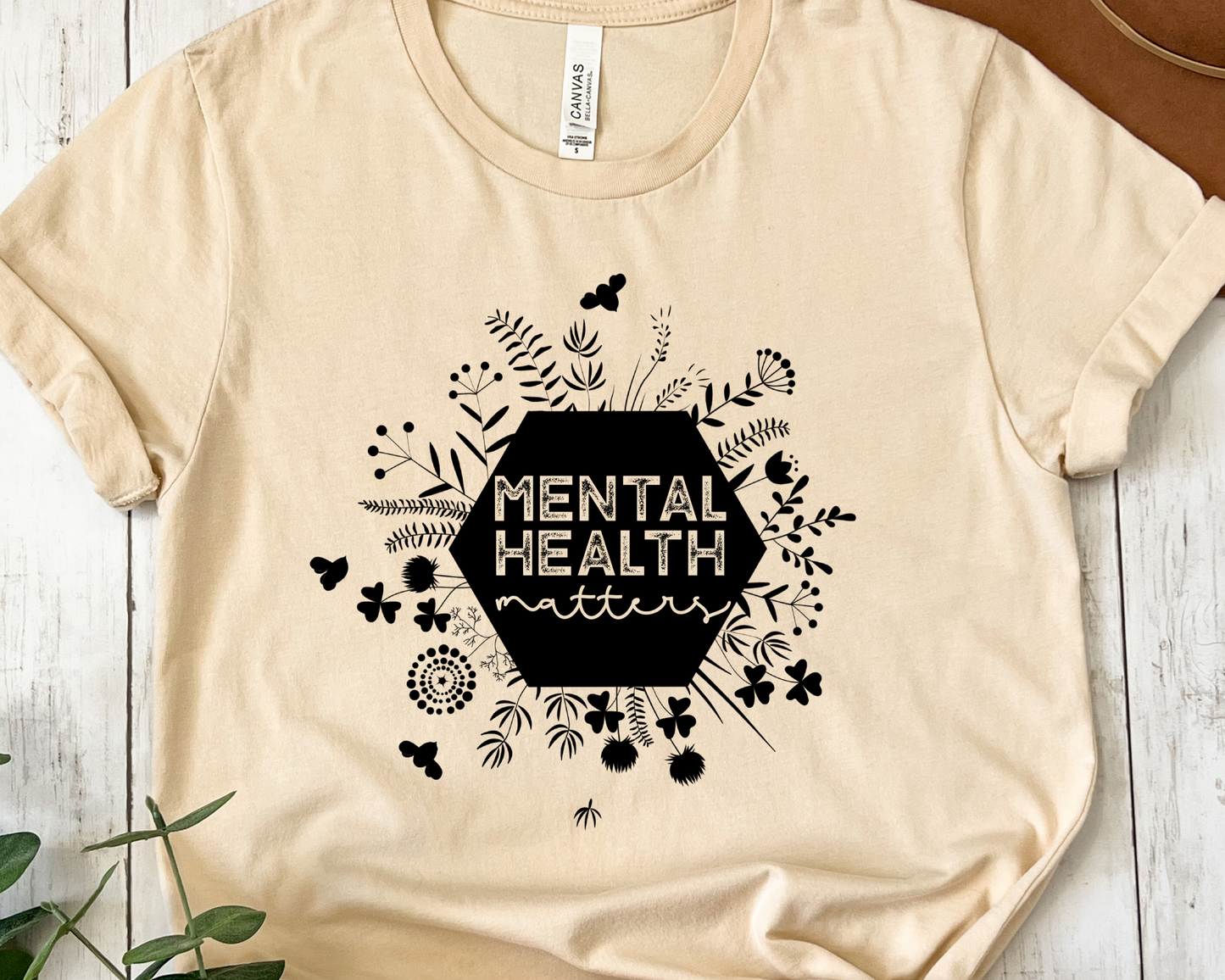 Mental health solid floral-DTF