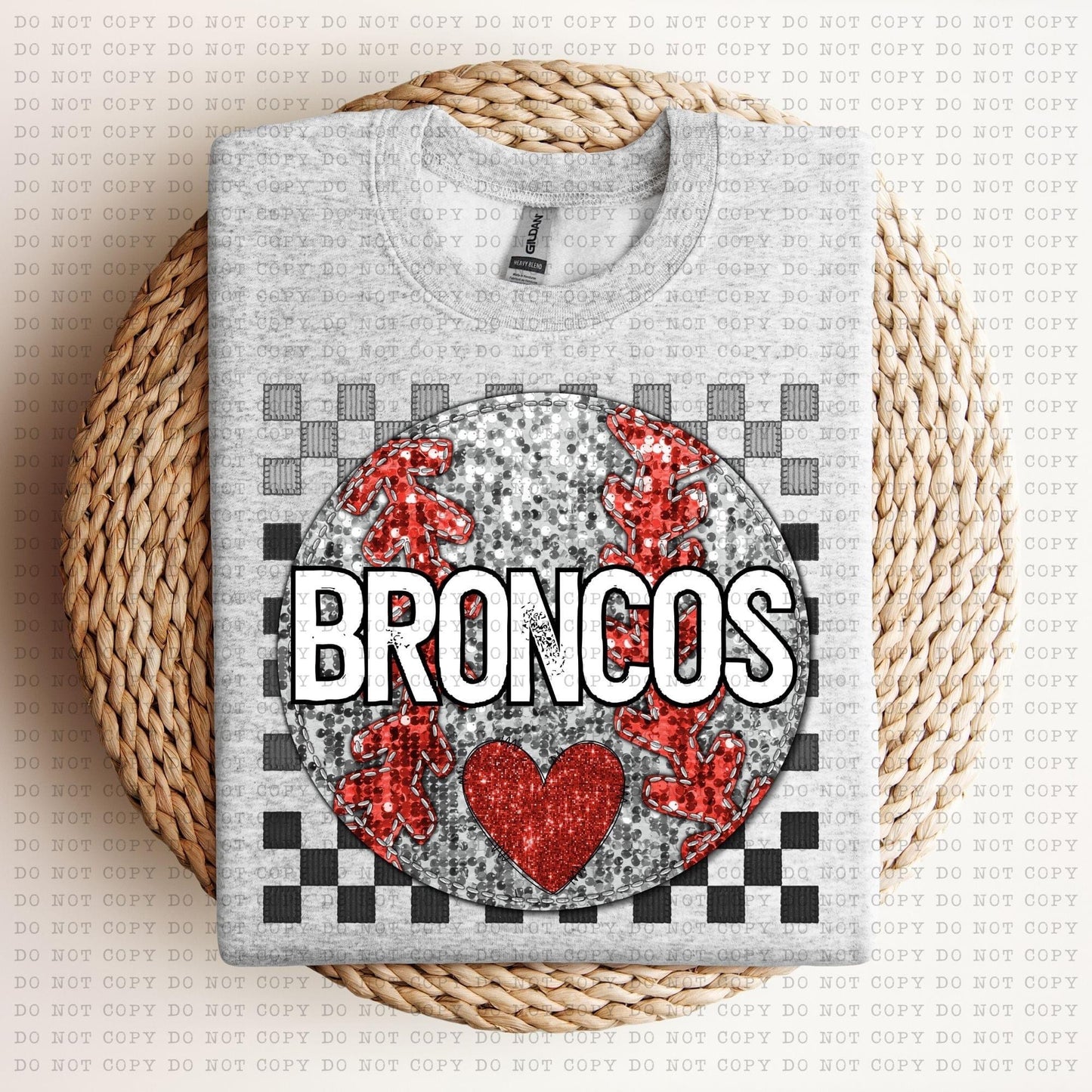 Baseball Mascots Faux Embroidery Checkered Sequins -DTF