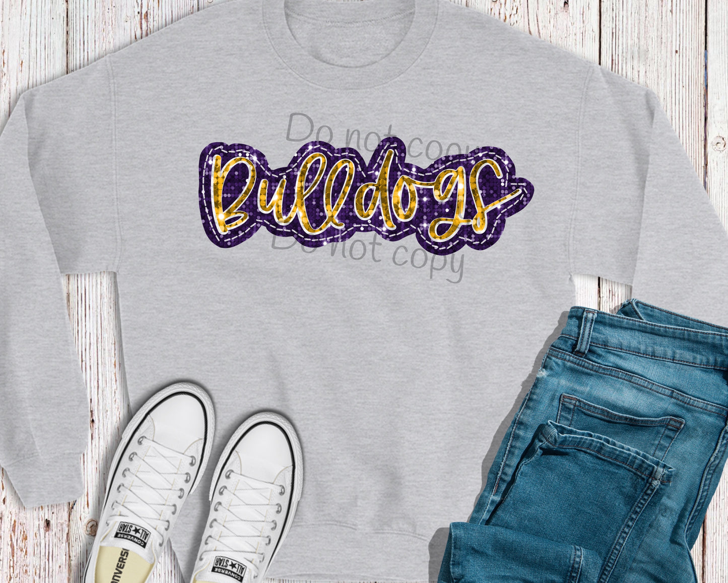 Bulldogs sequin purple gold-DTF