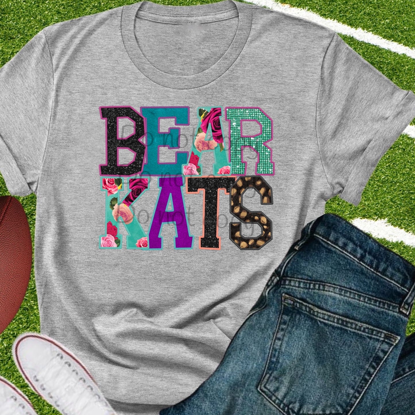 Bearkats faux appliqué words-DTF
