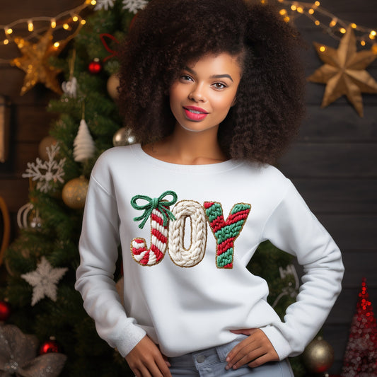 Joy with bow faux knit-DTF&UV