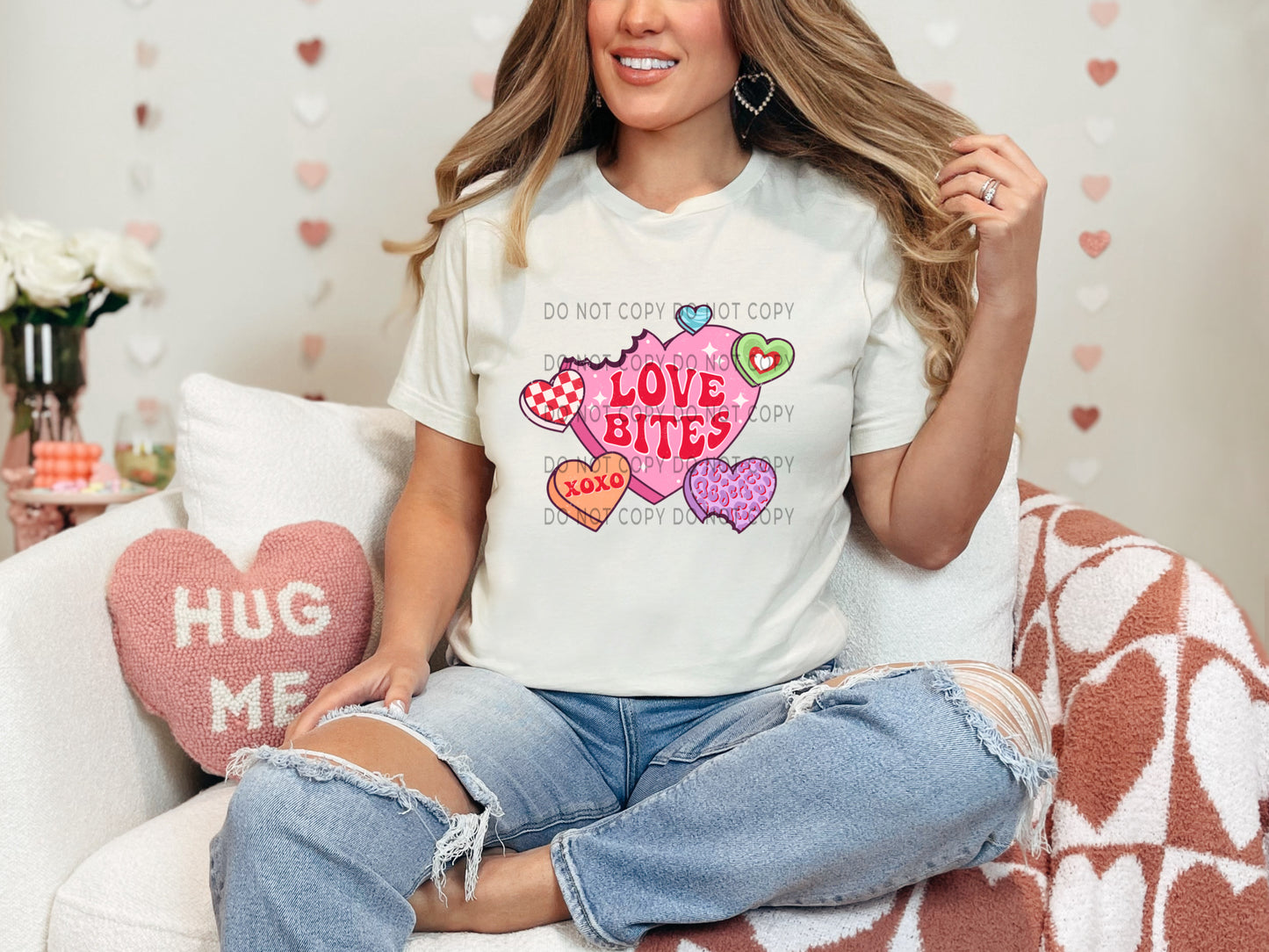 Love Bites Candy Hearts Distressed DTF