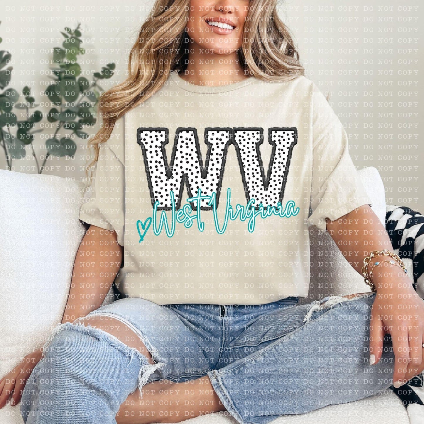 Polka Dotted Faux Embroidery States (ALL STATES)-DTF