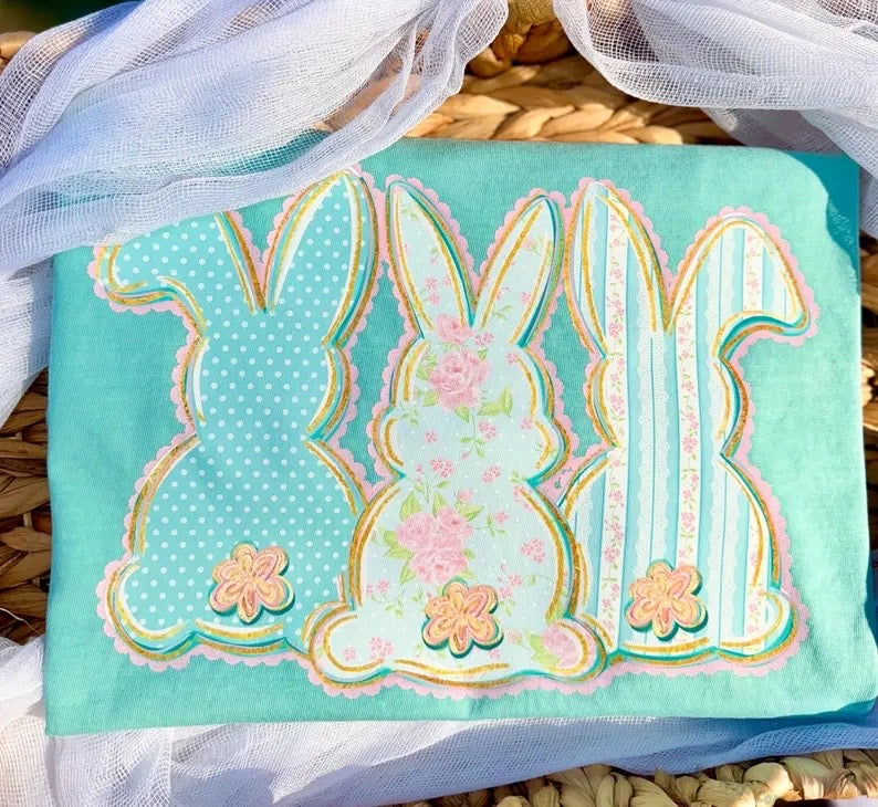 Triple Bunnies floral lace-DTF&UV