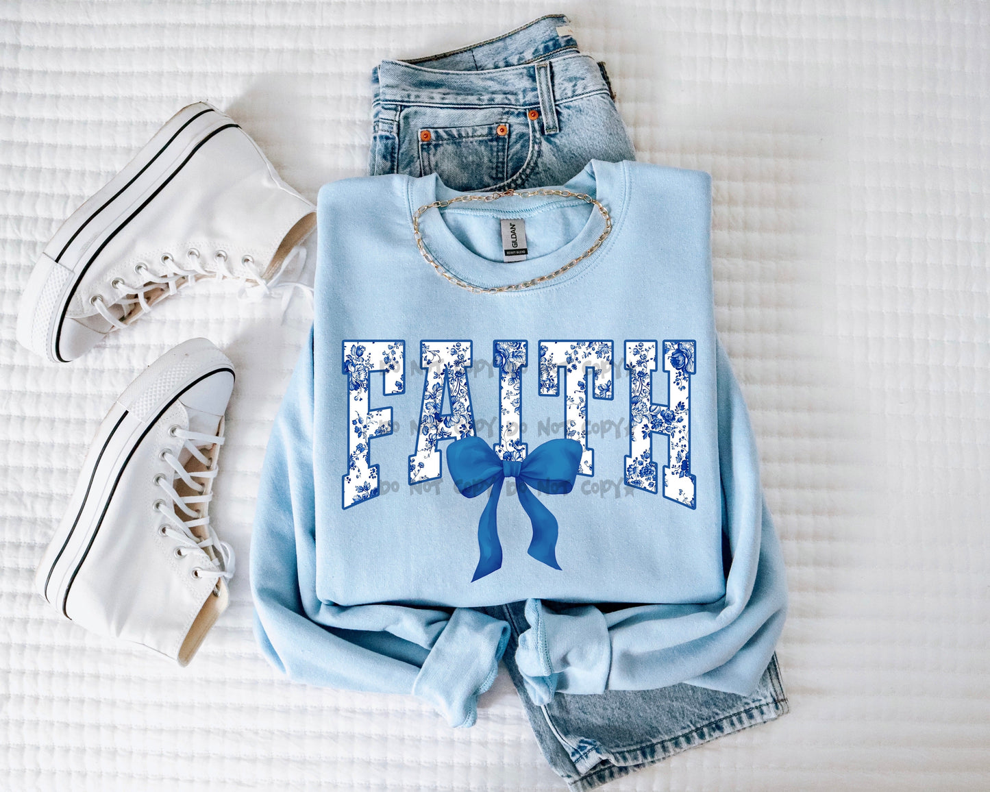Faith blue bow-DTF