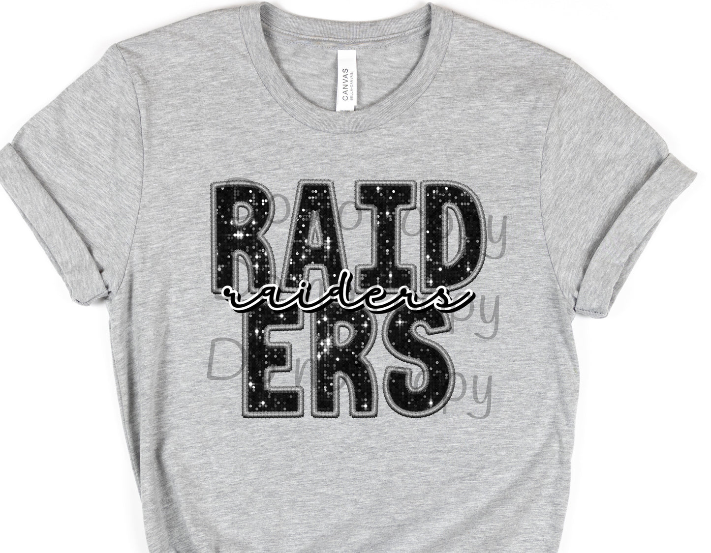 Raiders black sequin raiders-DTF