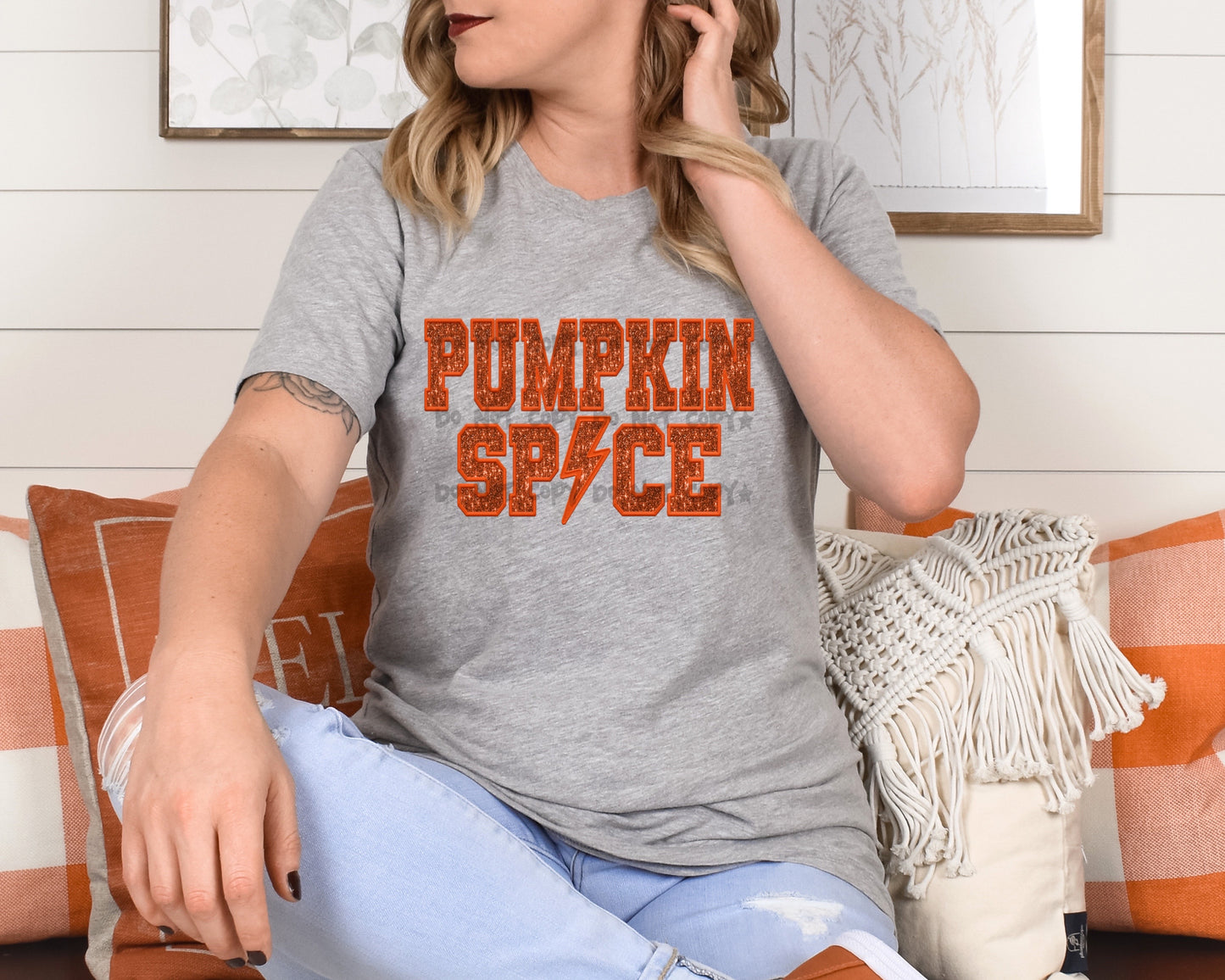 Pumpkin spice with bolt sequin -DTF