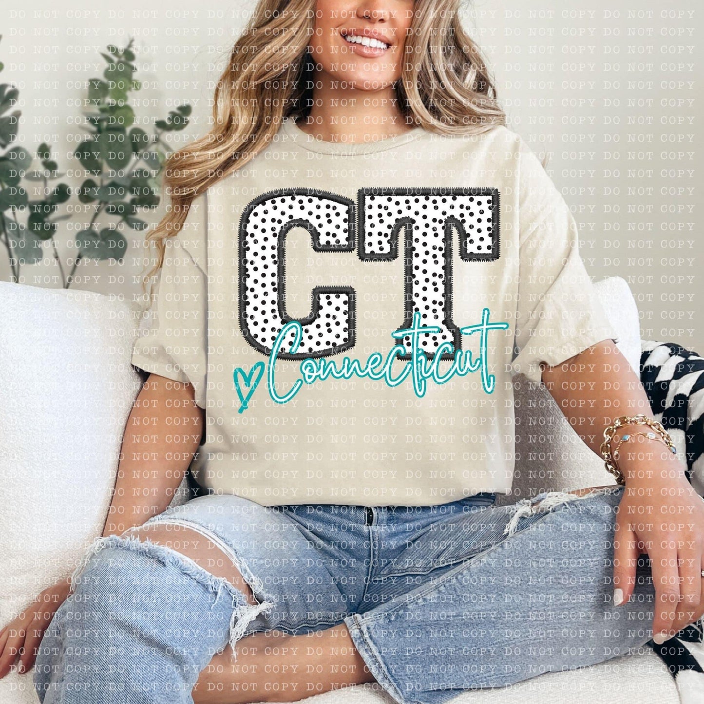 Polka Dotted Faux Embroidery States (ALL STATES)-DTF