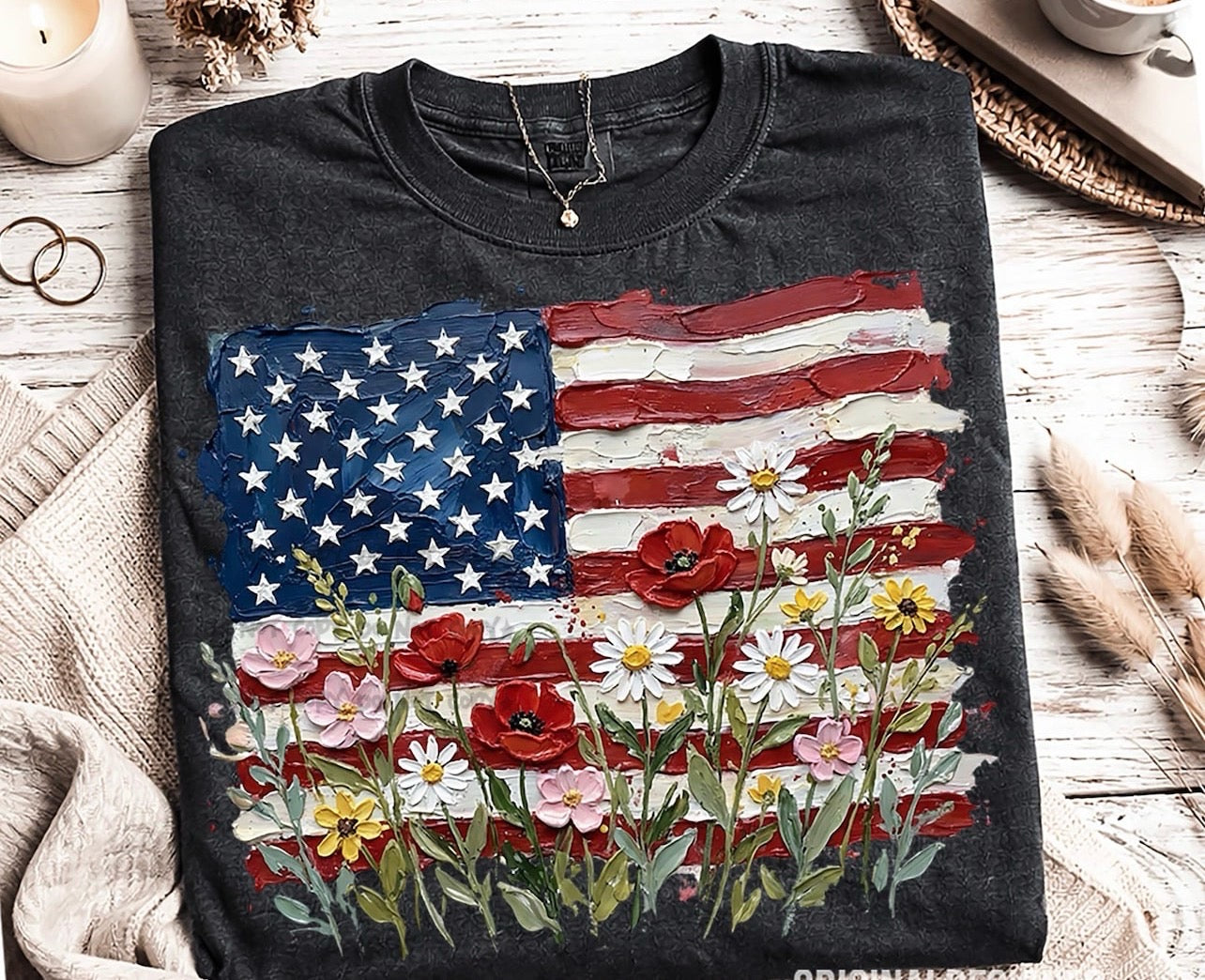 Painted flag and flowers-DTF&UV