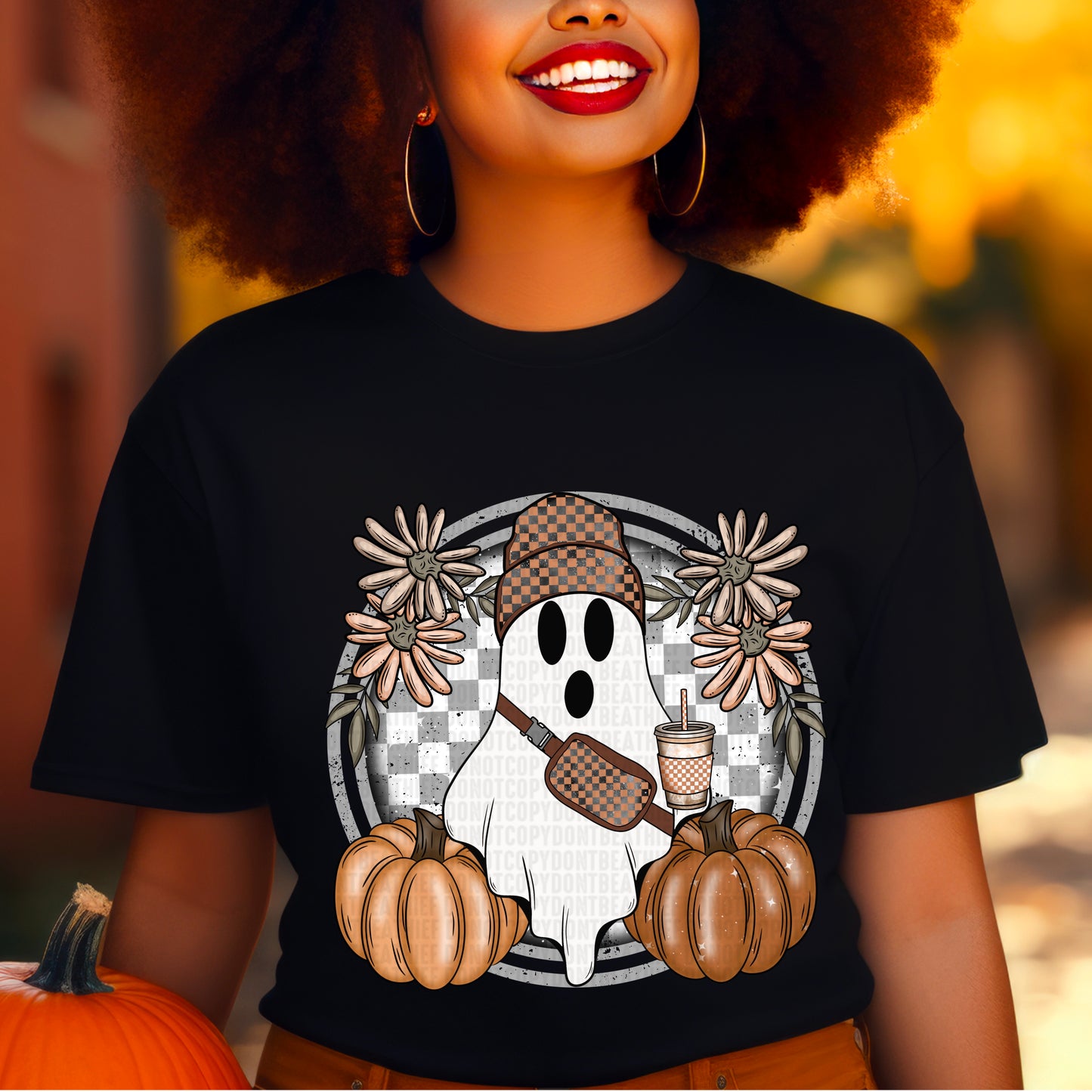 Fall Checkered ghost fanny pack-DTF
