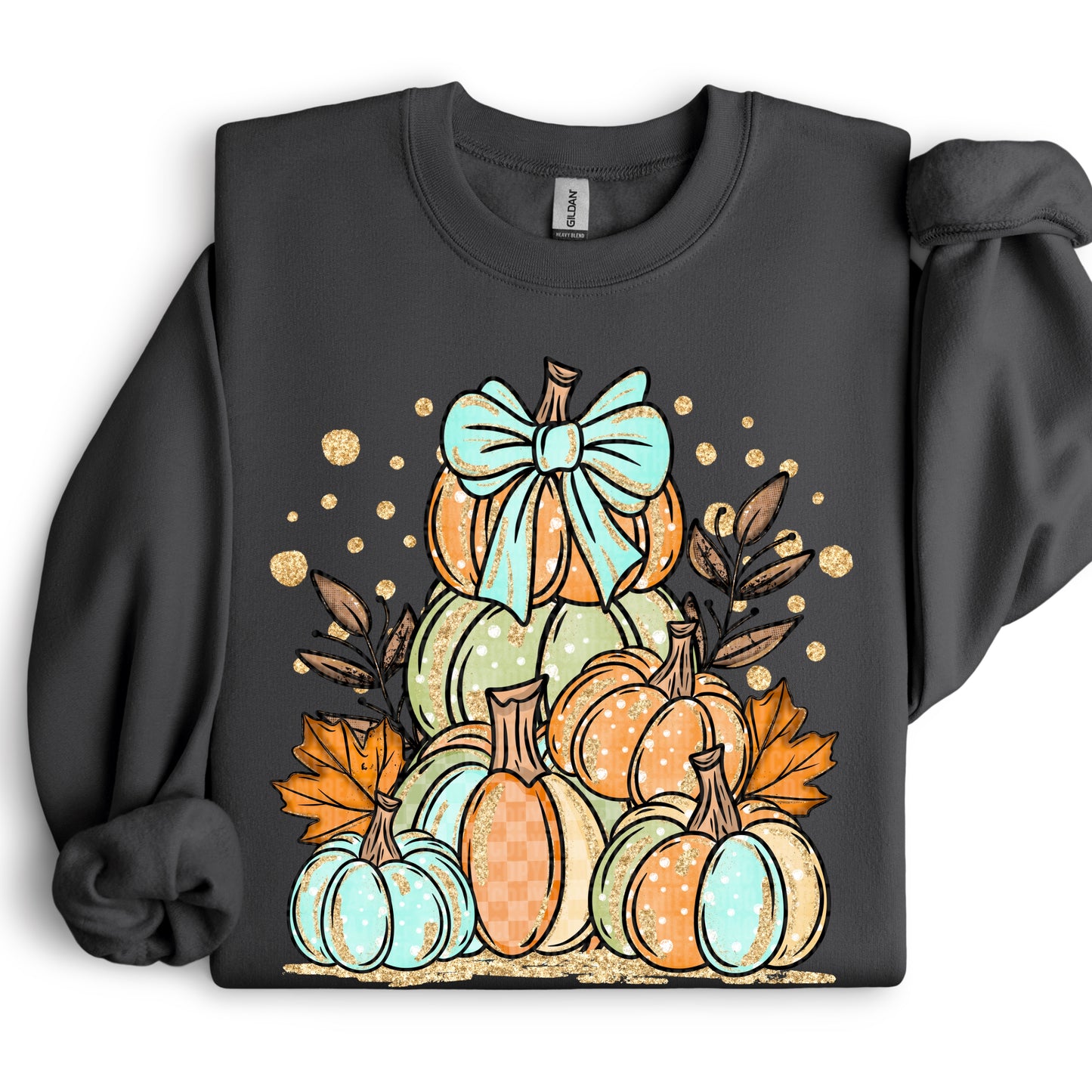 Fall Pumpkins with faux gold glitter-DTFS&UV