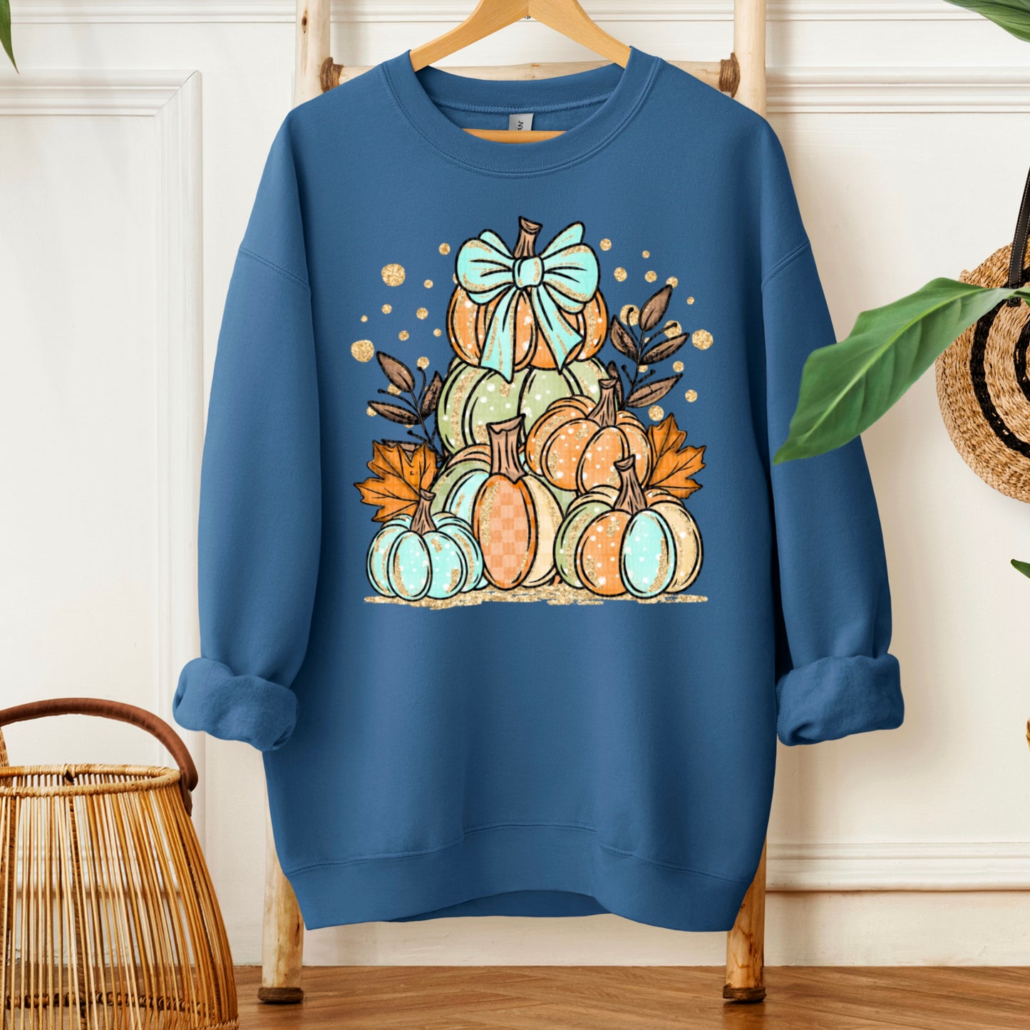 Fall Pumpkins with faux gold glitter-DTFS&UV