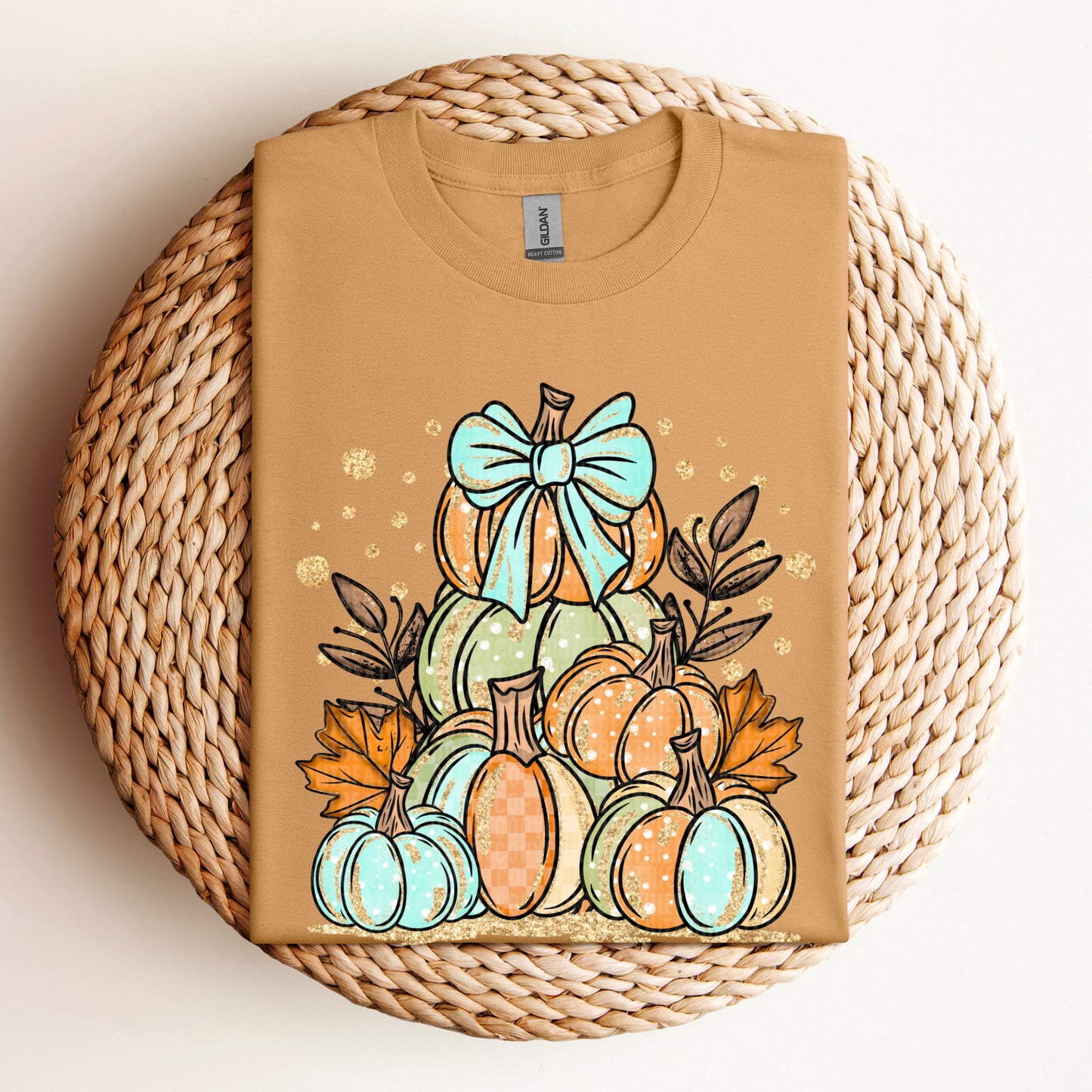 Fall Pumpkins with faux gold glitter-DTFS&UV