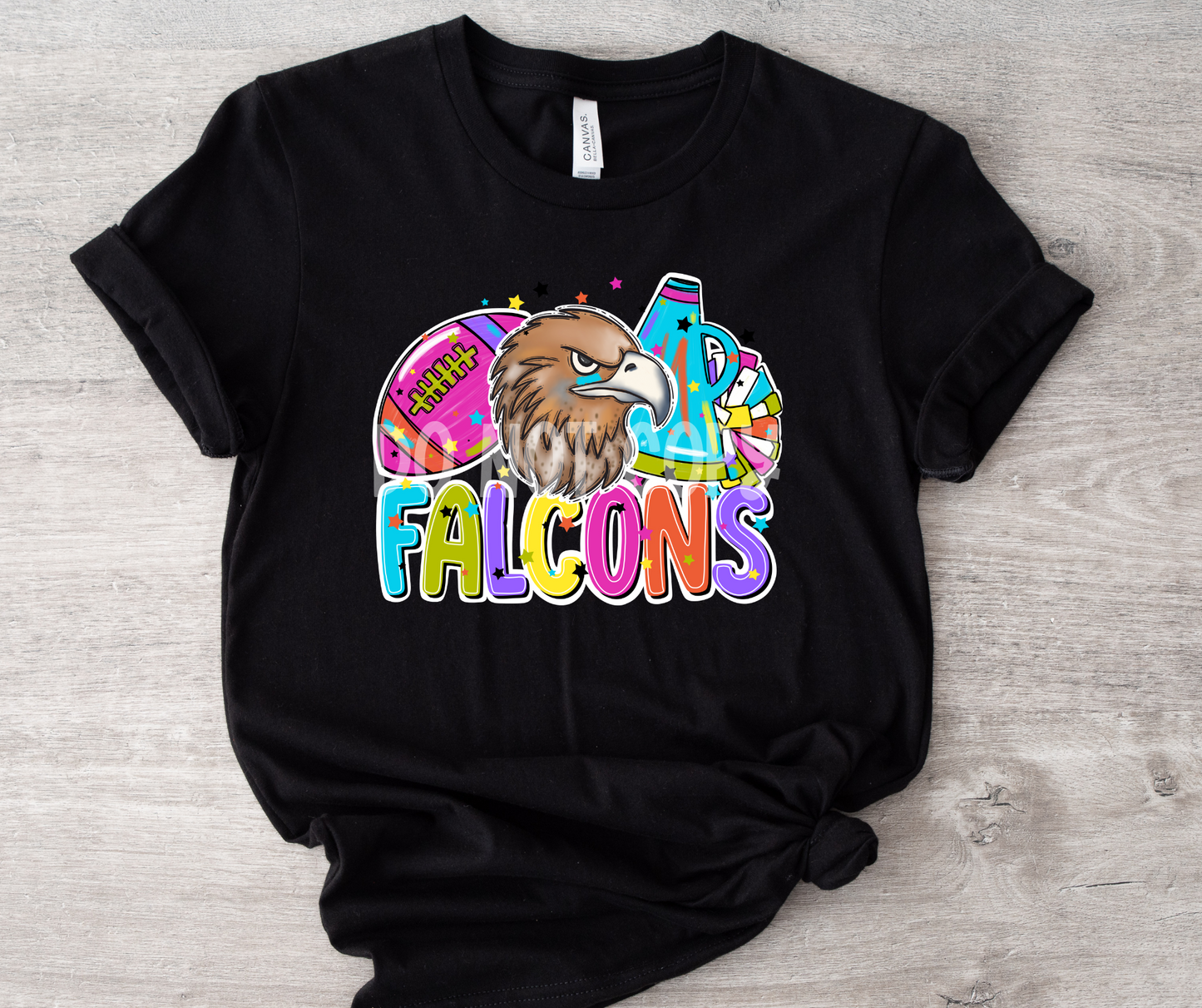 Football and Poms Mascot Bright Falcons-DTF