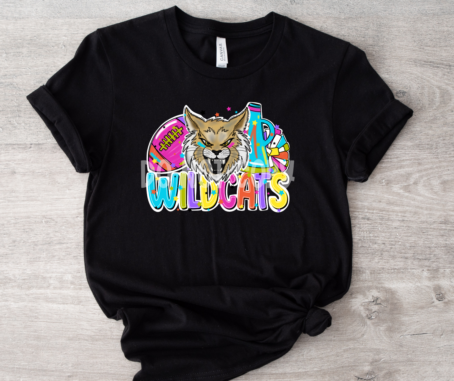Football and Poms Mascot Bright Wildcats-DTF
