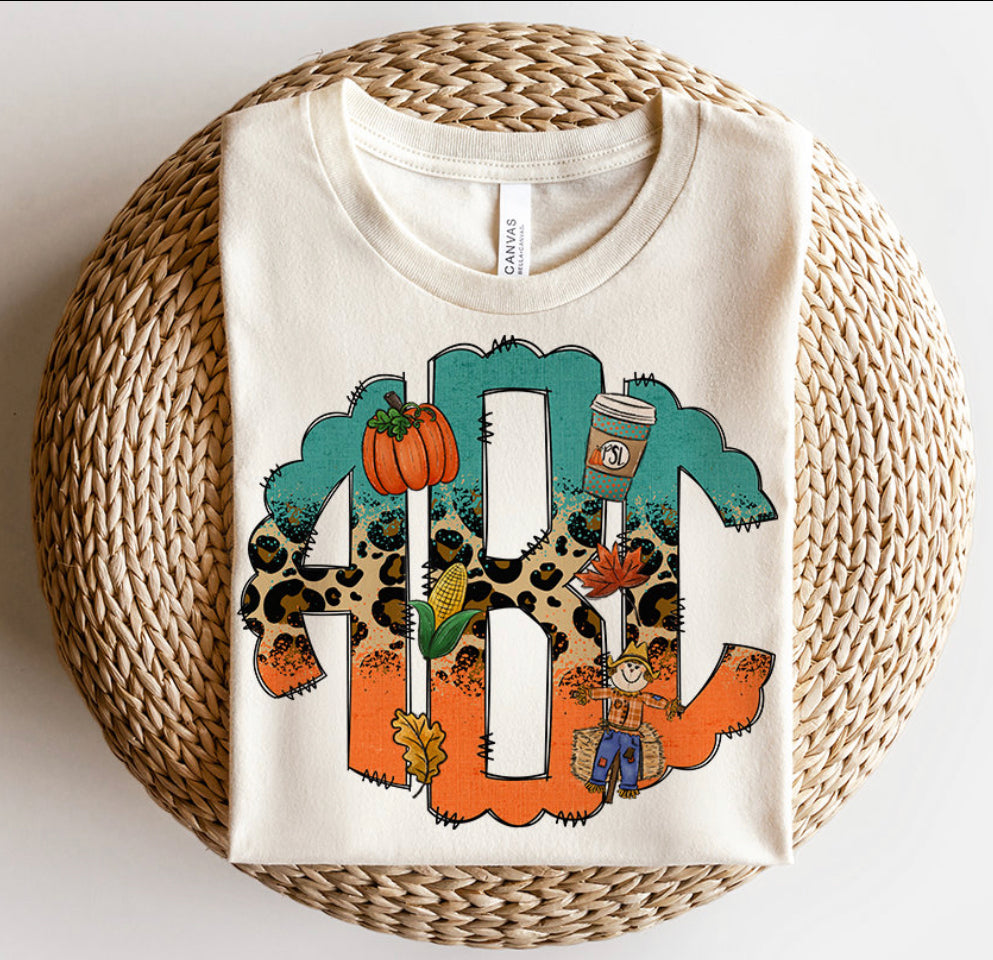 Custom fall monogram -DTF