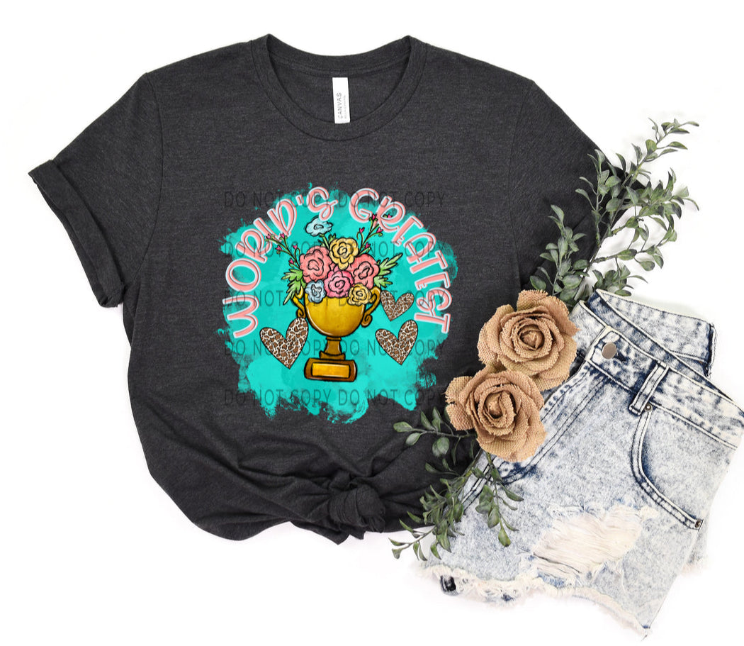 World’s Greatest (Insert Name) Floral And Leopard Heart -DTF