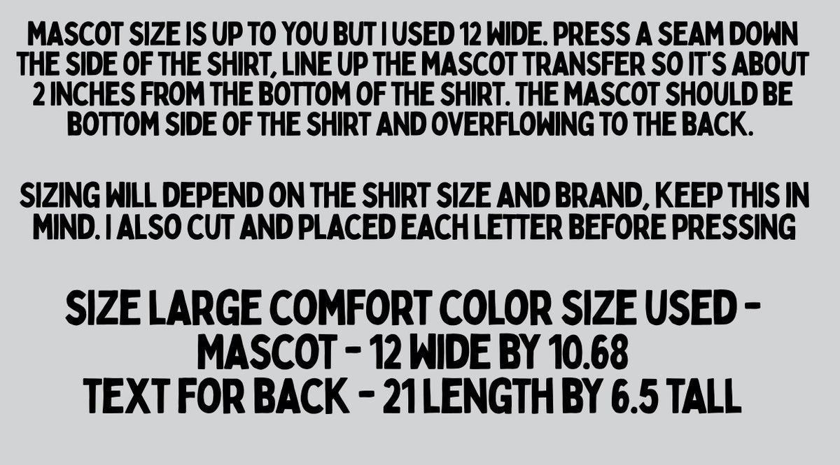 Front & Back Oversized Custom Mascot -DTF