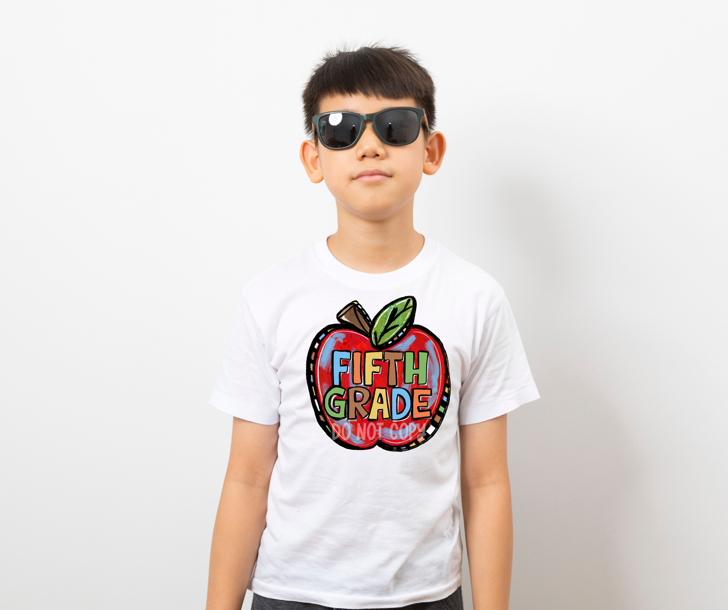 Funky Painted Apple Blue Fifth Grade-DTF