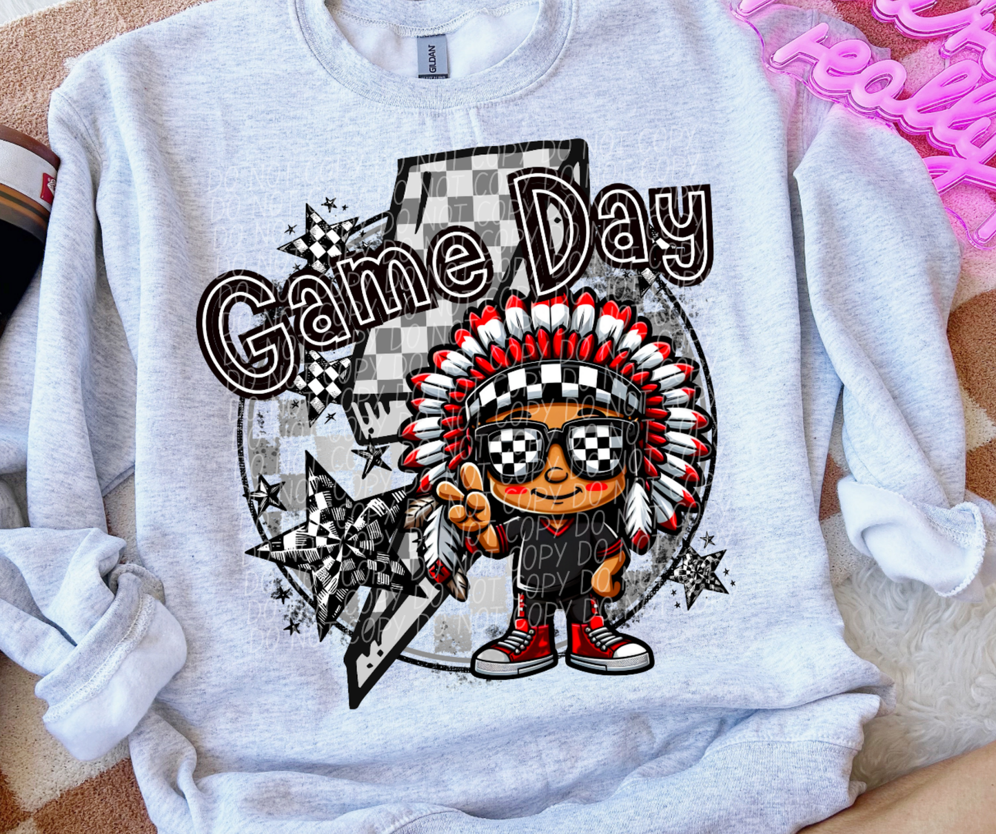 Game day Plainsmen headdress shoes red-DTF