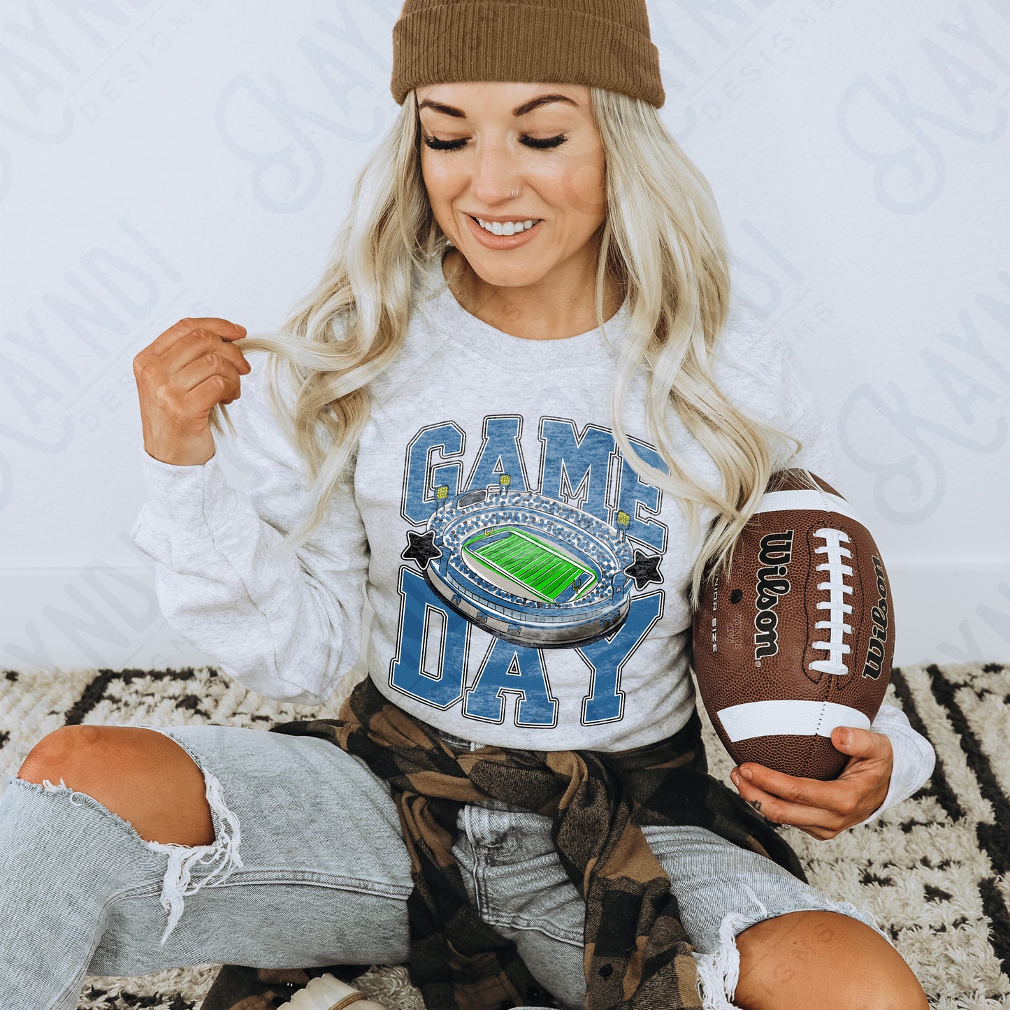 Game Day Football Slate/Teal Blue-DTF&UV