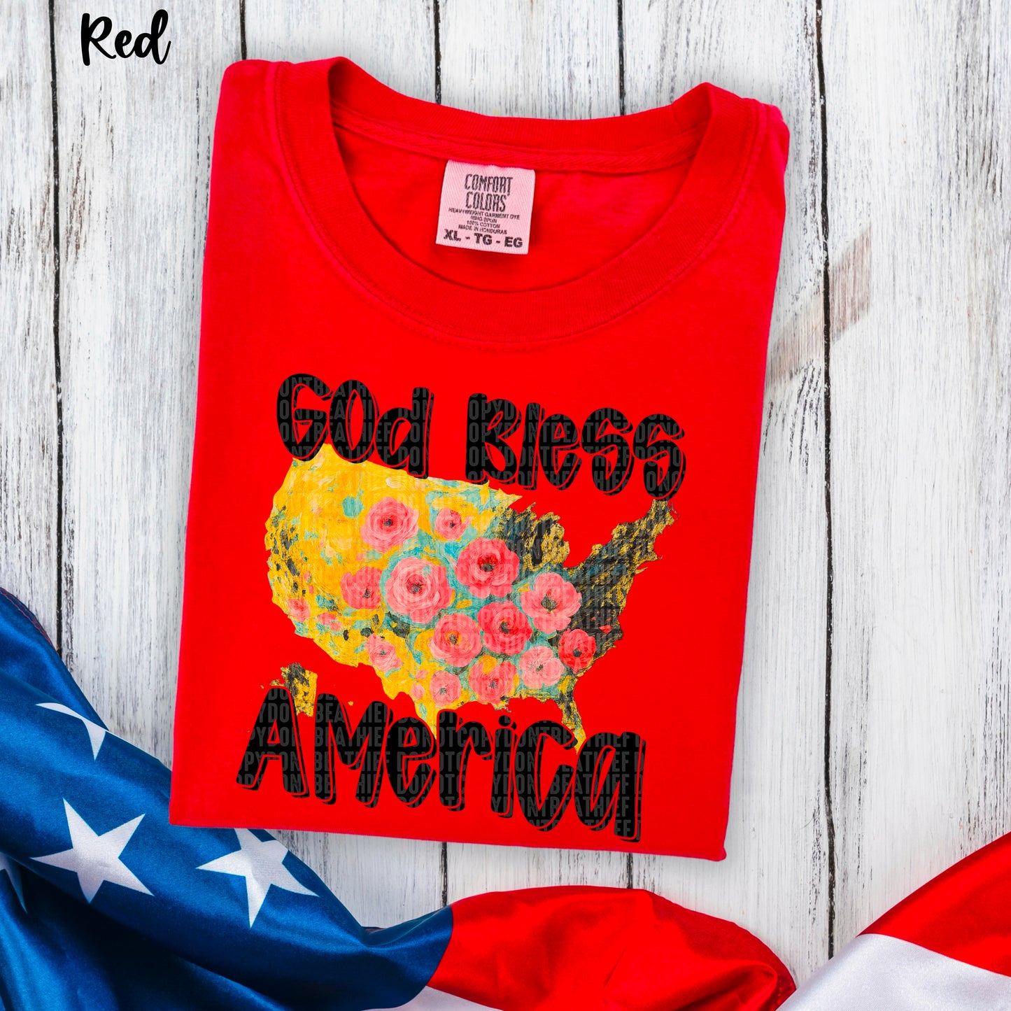 God Bless America USA floral- DTF&UV