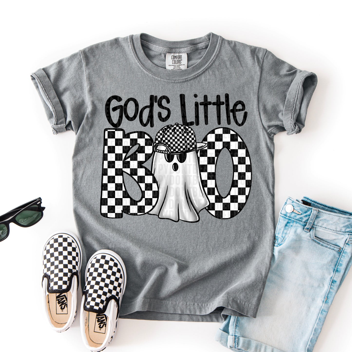 Gods Little Boo B&W Checkered -DTF&UV