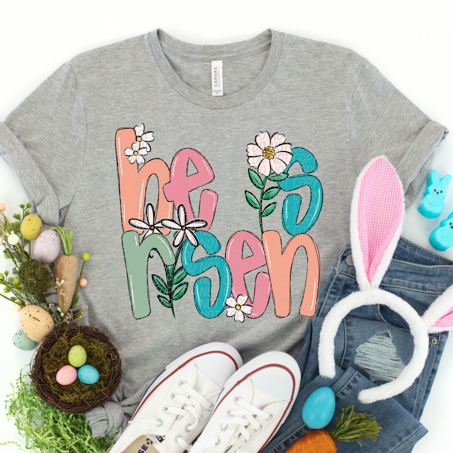 HE IS RISEN Flower as I's -DTF