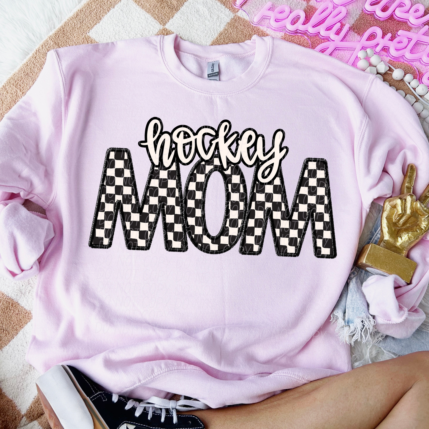 Checkered Sports Mom (dropdown)- DTF&UV