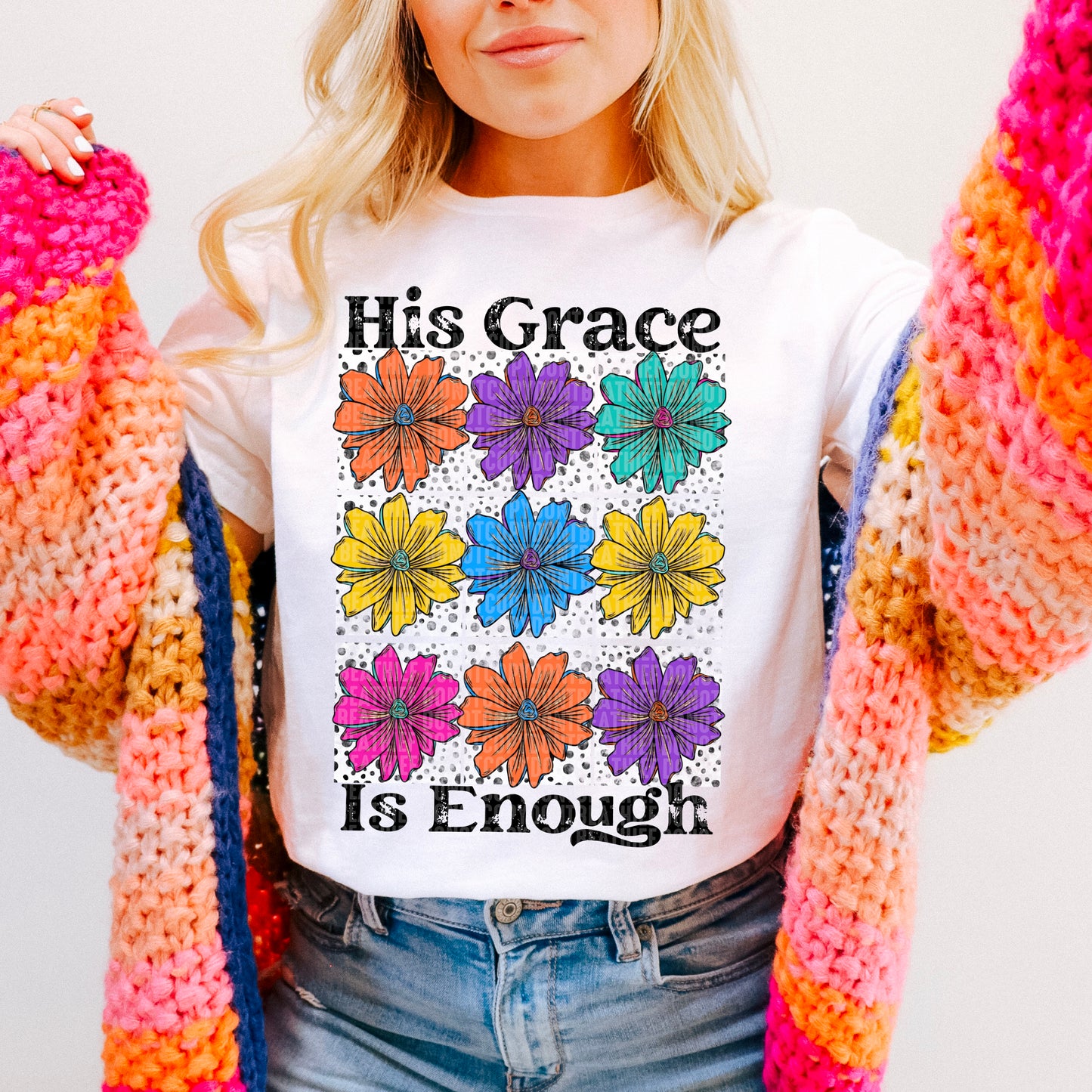 His grace is enough flowers stacked DTF