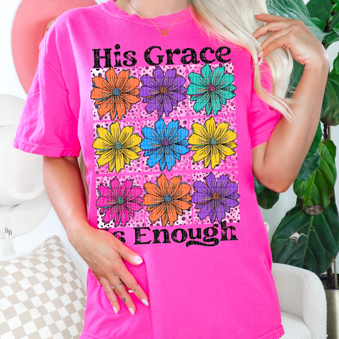 His grace is enough flowers stacked DTF